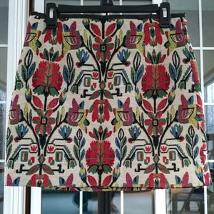 Zara Floral Embroidered Jacquard Mini Skirt